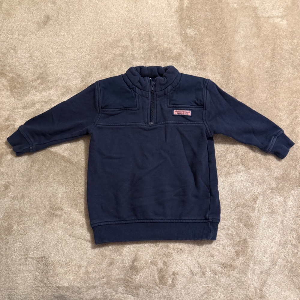 Vineyard Vines Boys Navy Blue 1/4 Zip Cotton Pullover Sweatshirt Size 2T